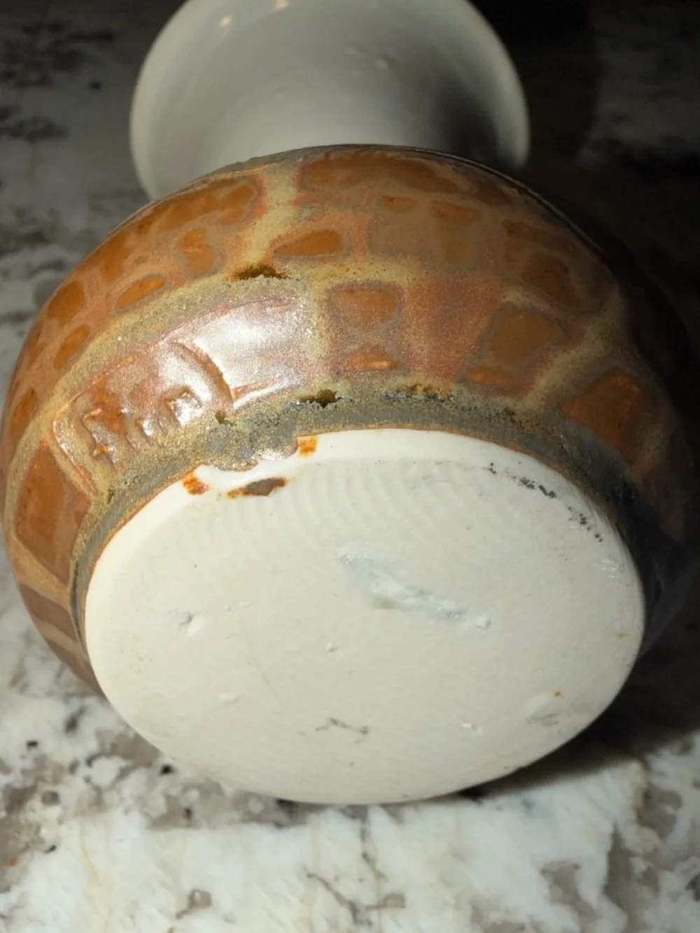 Vintage Robert Finn Art Pottery - Cutout Iris Vase - Crystalline Interior - 5.5